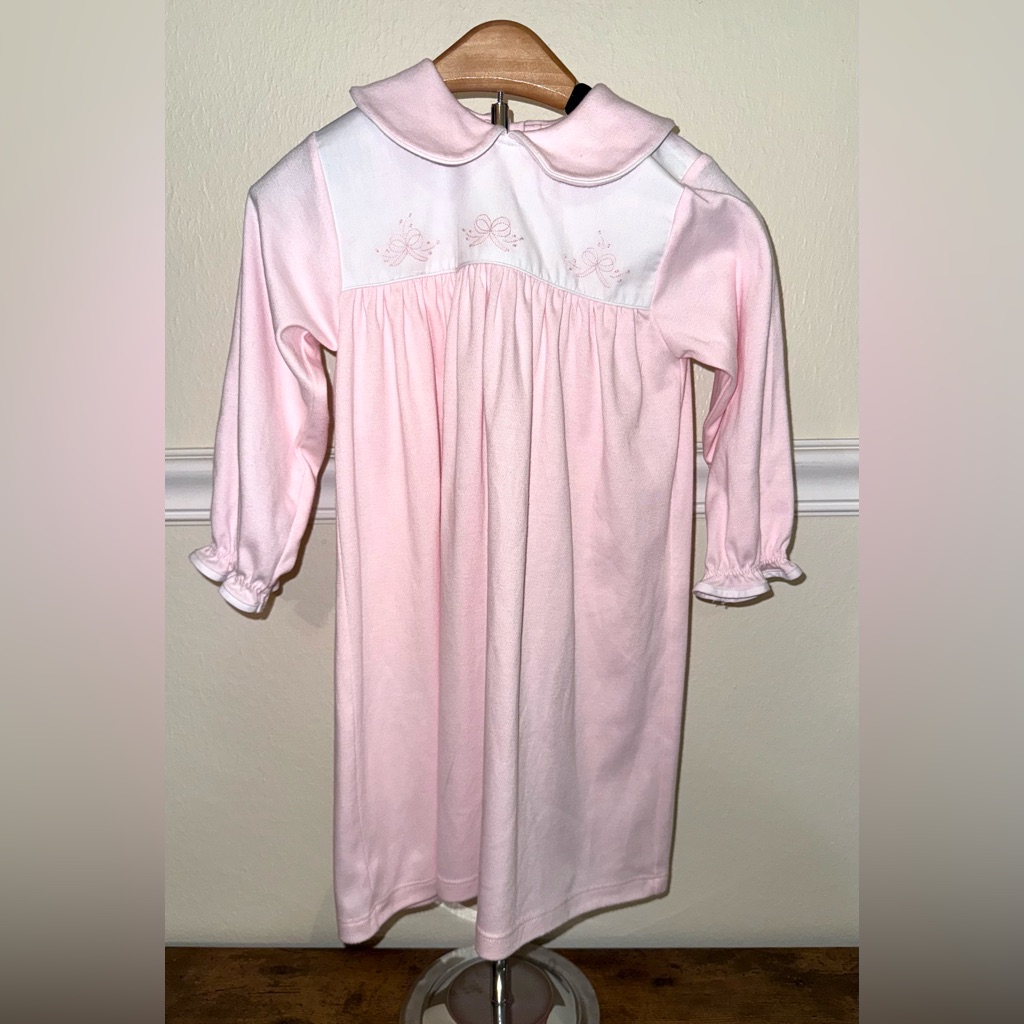 Auraluz Long Sleeve Pink Dress With Embroidered Bows, Size 3t